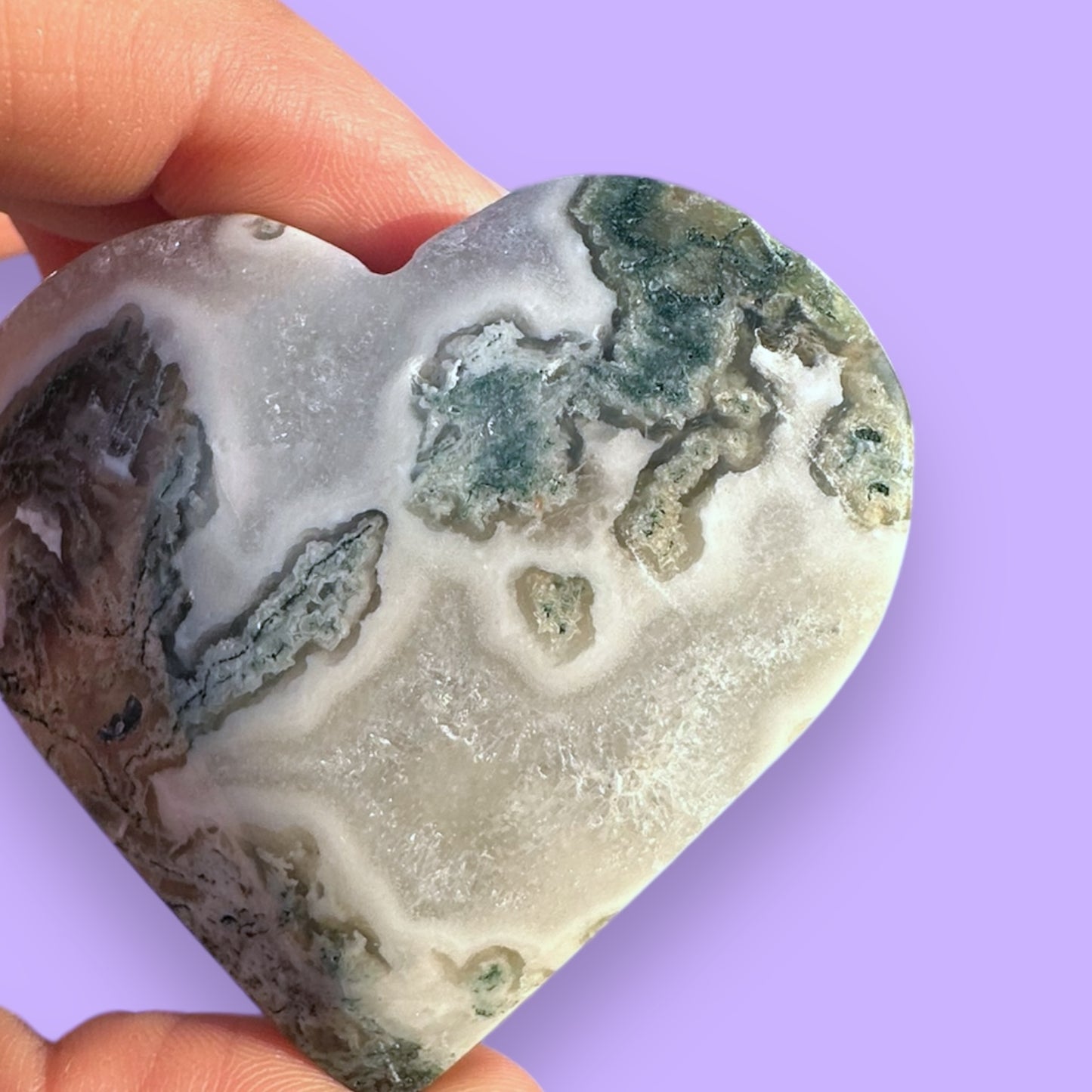 Moss Agate Crystal Heart - 1007F