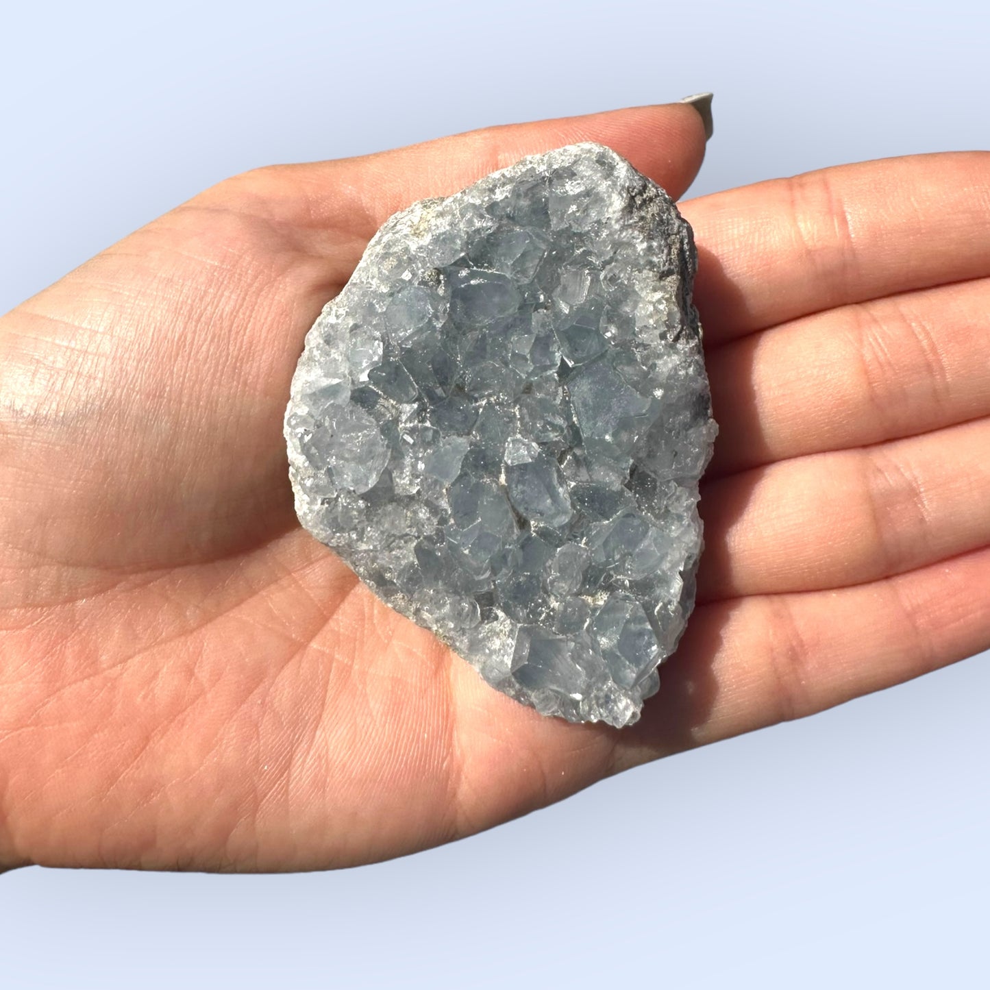 Celestite Palm Stone