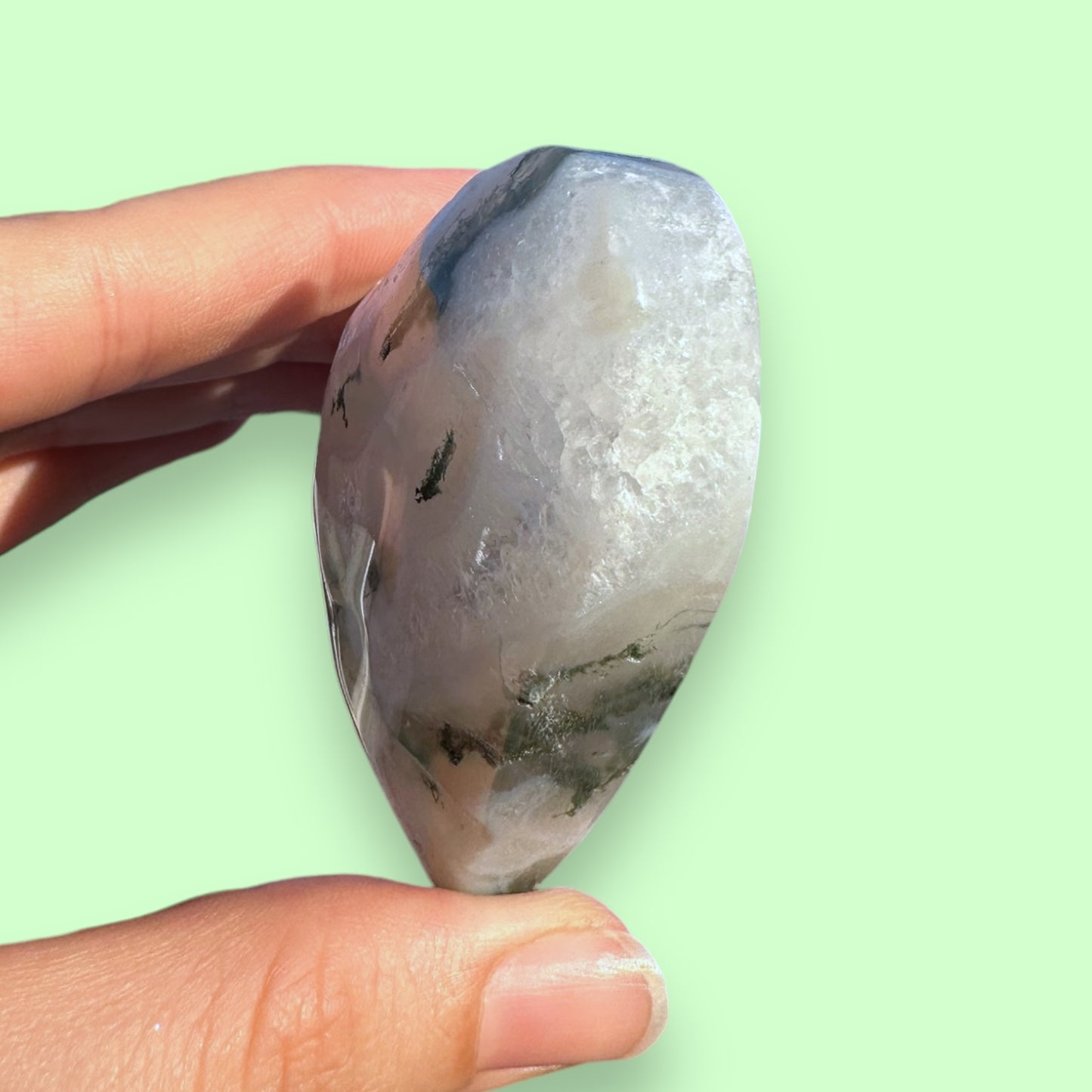 Moss Agate Crystal Heart - 1007G