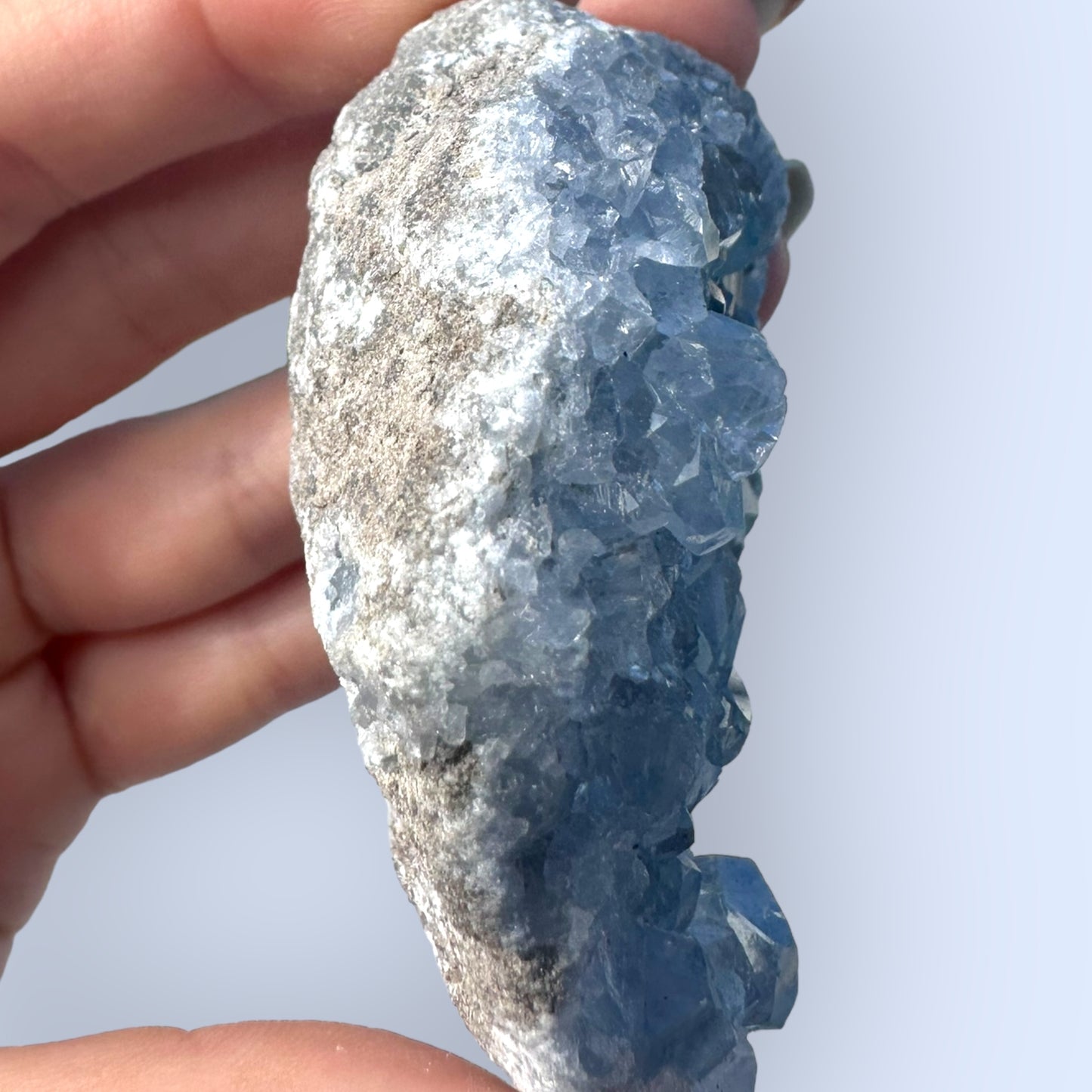 Celestite Palm Stone