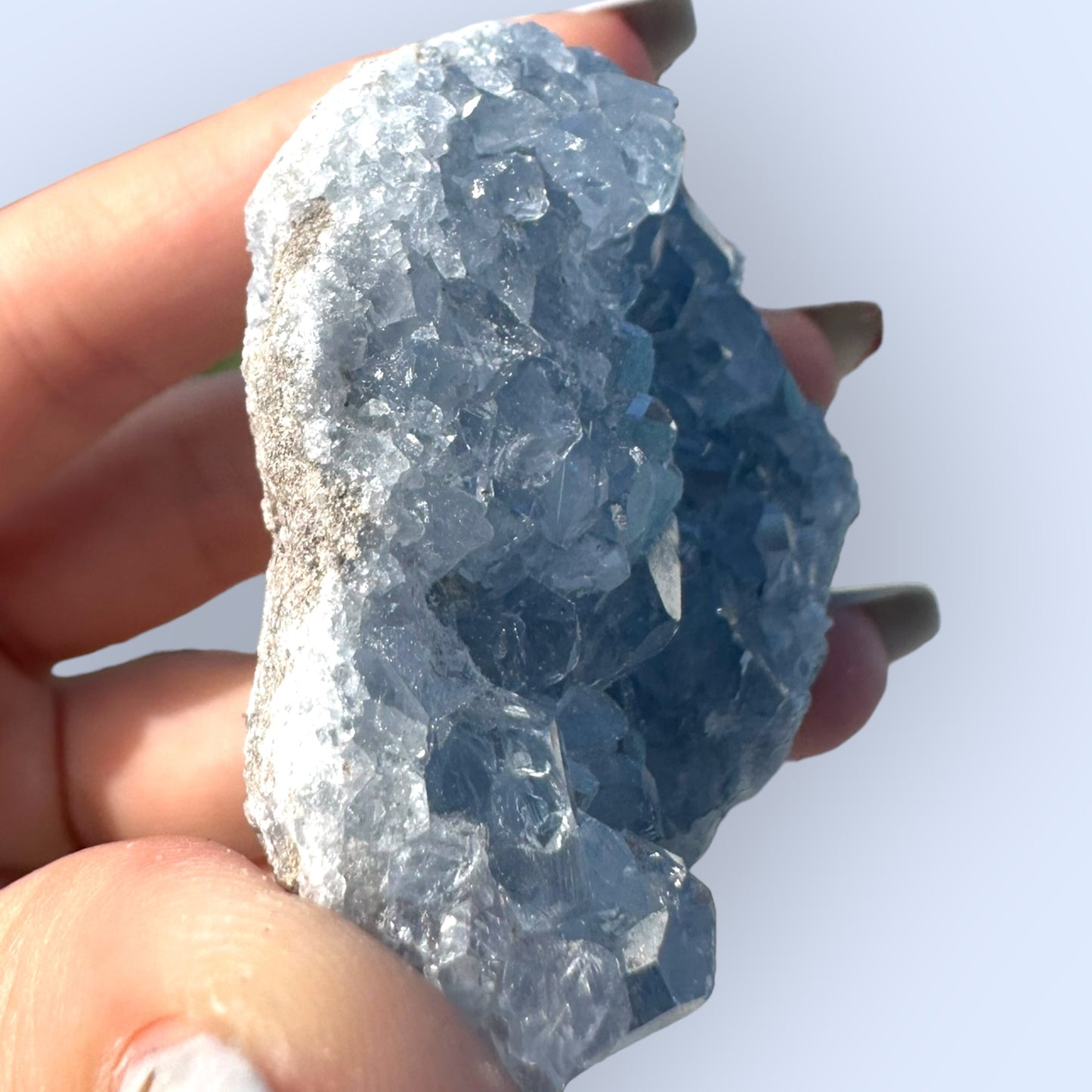 Celestite Palm Stone