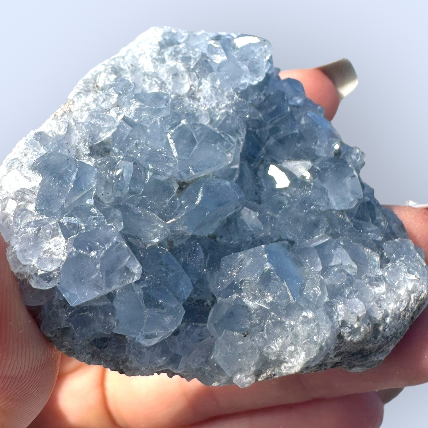 Celestite Palm Stone