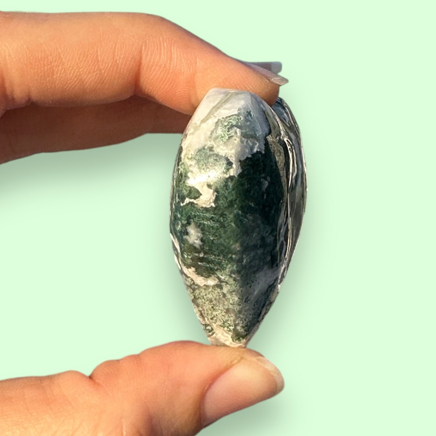 Moss Agate Crystal Heart - 1007E