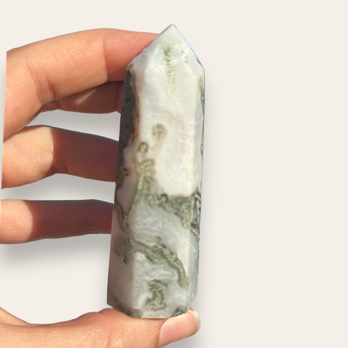 Moss Agate Crystal Tower