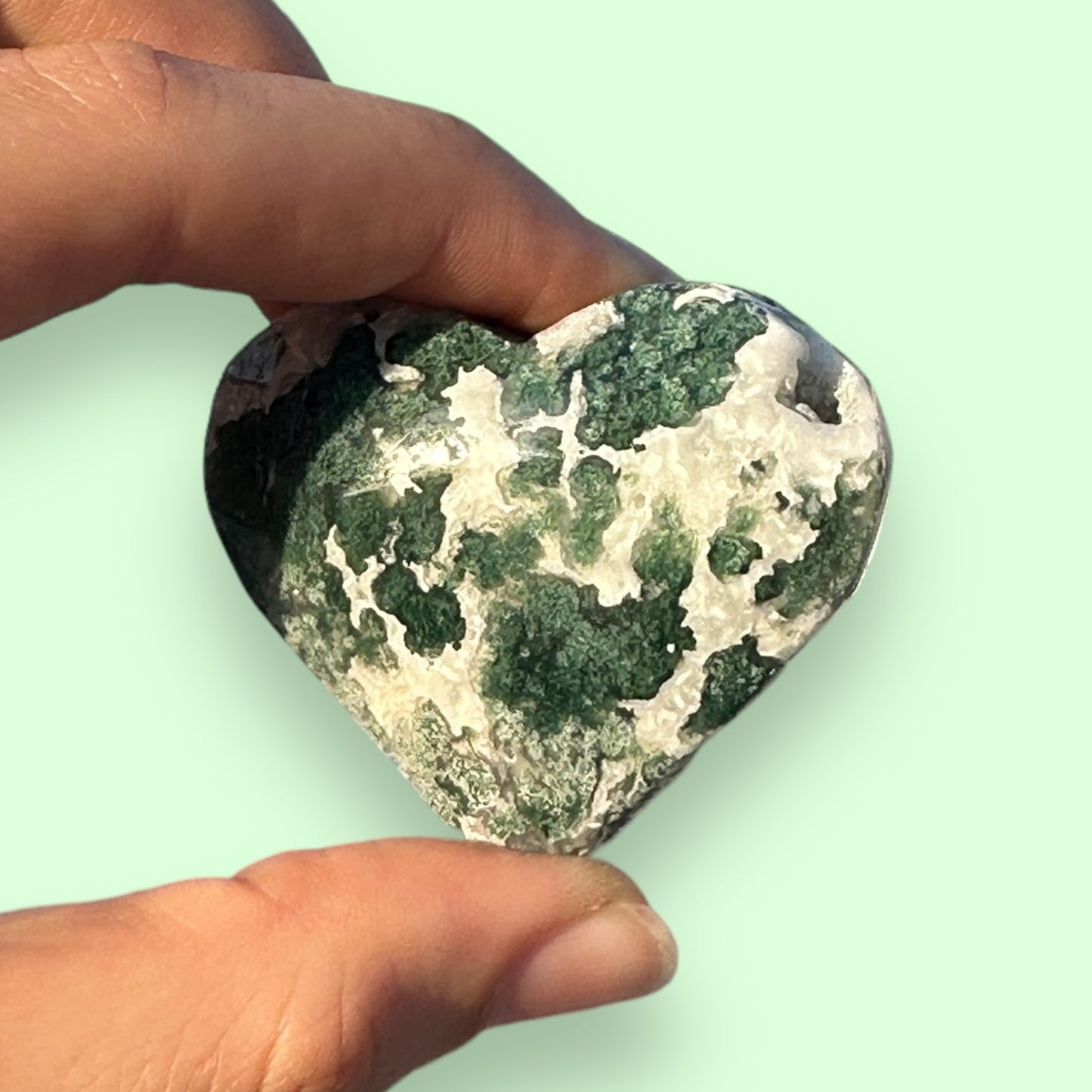 Moss Agate Crystal Heart - 1007E