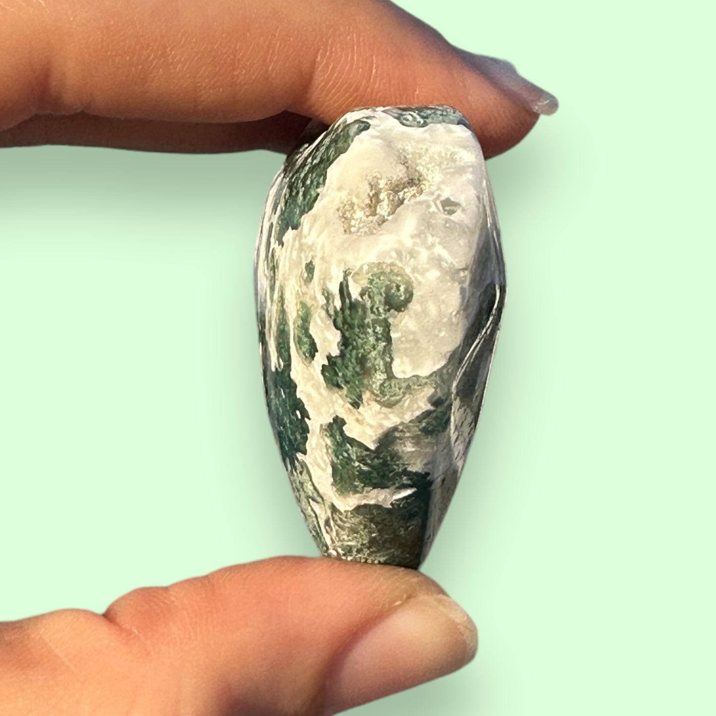 Moss Agate Crystal Heart - 1007E