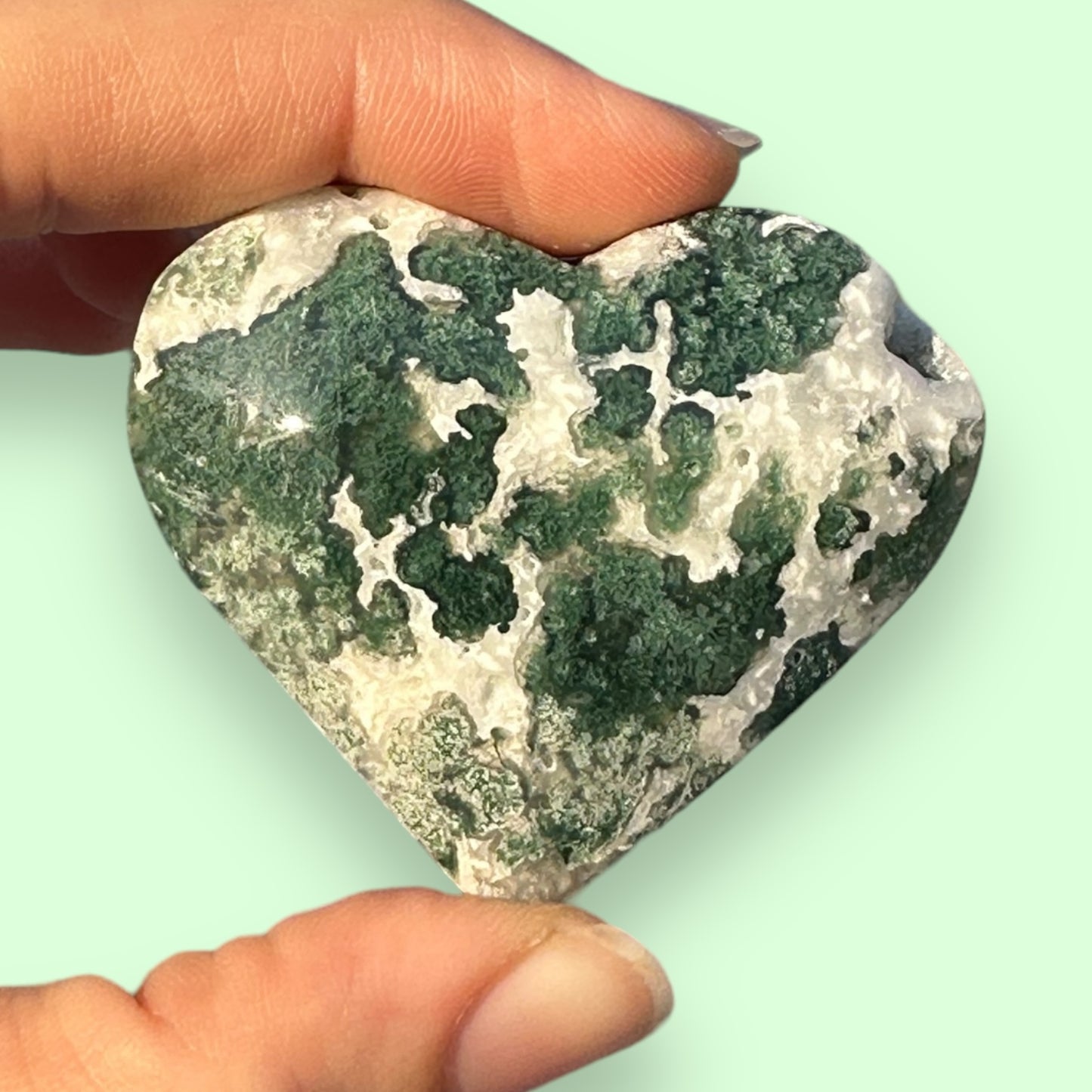 Moss Agate Crystal Heart - 1007E