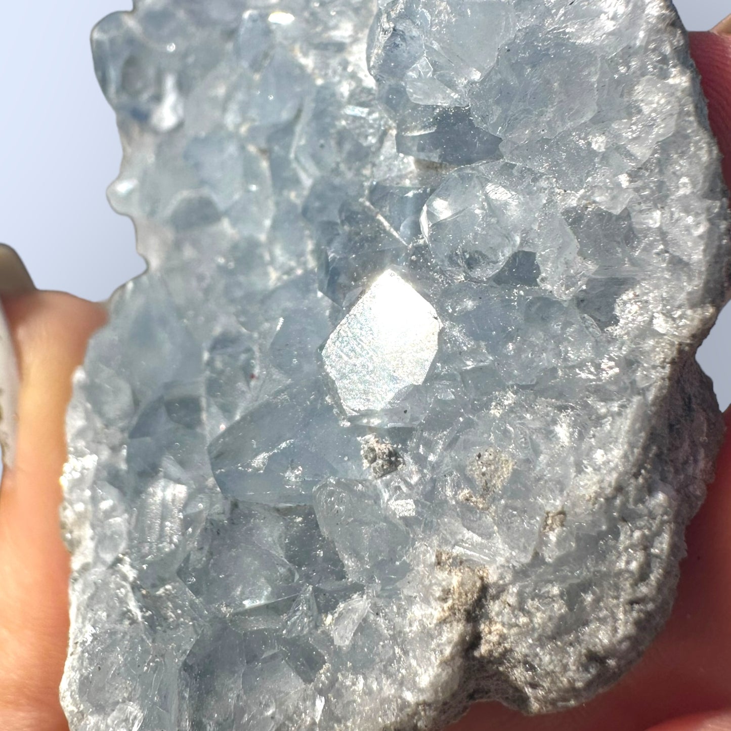 Celestite Palm Stone