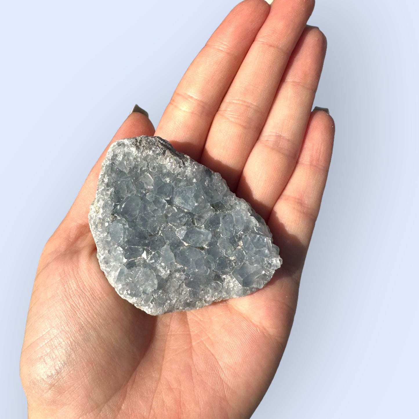 Celestite Palm Stone