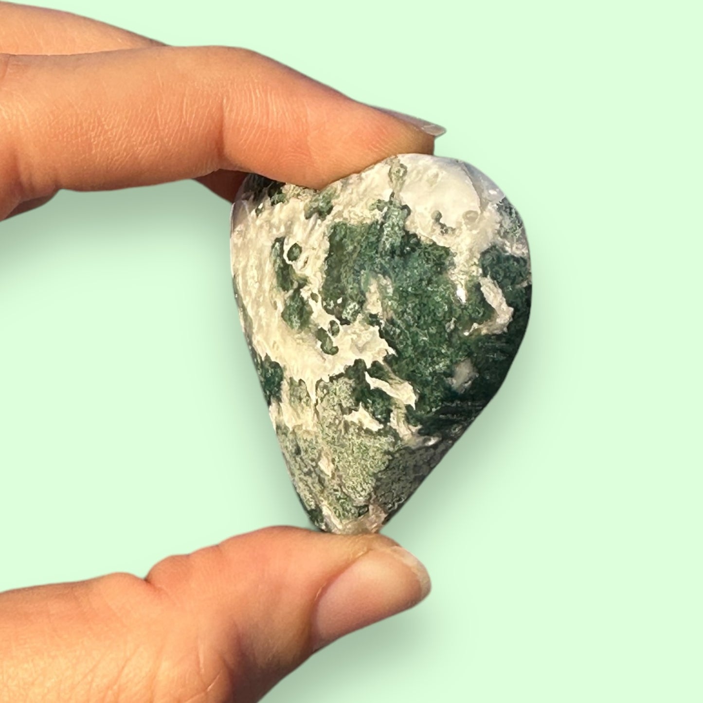 Moss Agate Crystal Heart - 1007E
