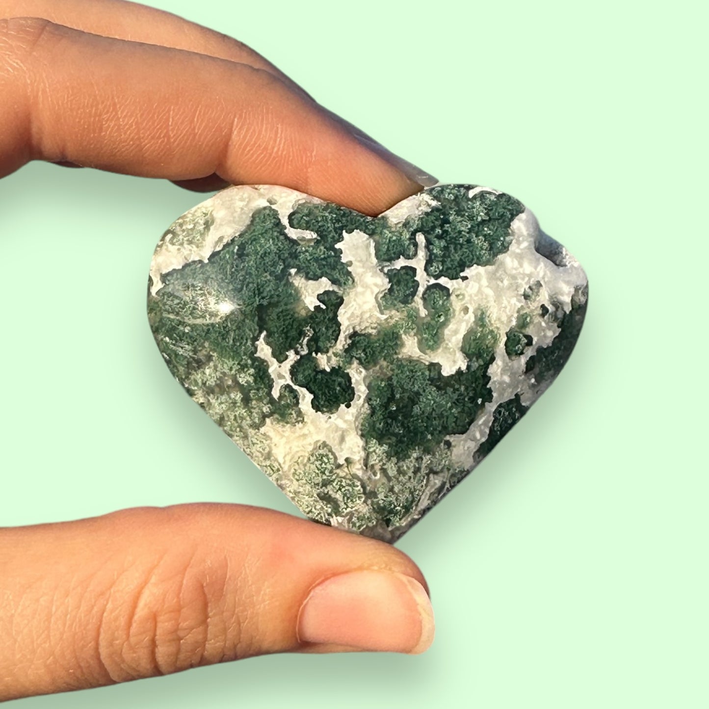 Moss Agate Crystal Heart - 1007E