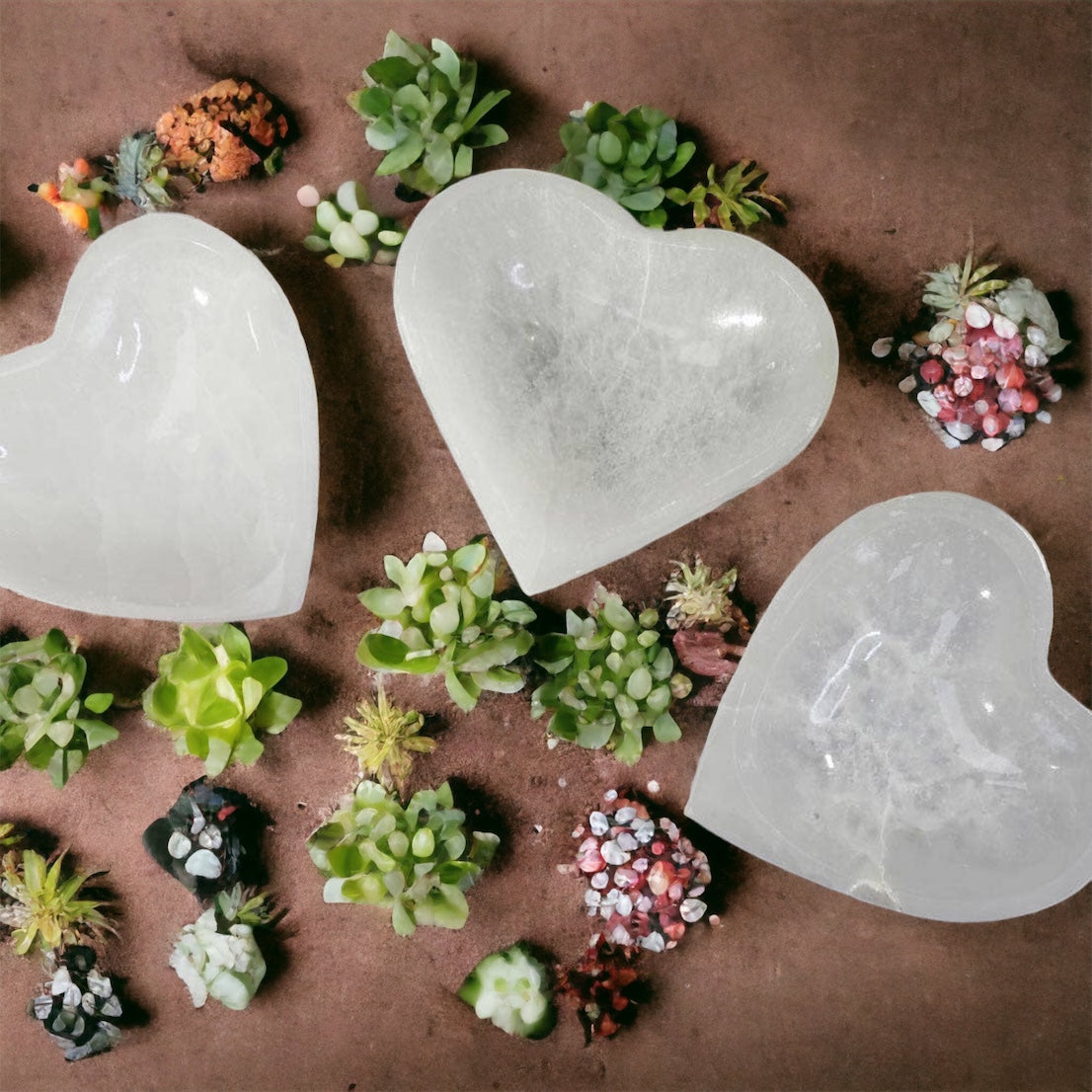Selenite Bowl - Heart (Satin Spar)