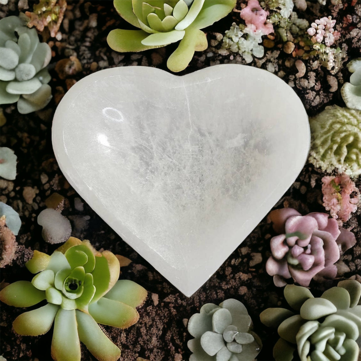 Selenite Bowl - Heart (Satin Spar)